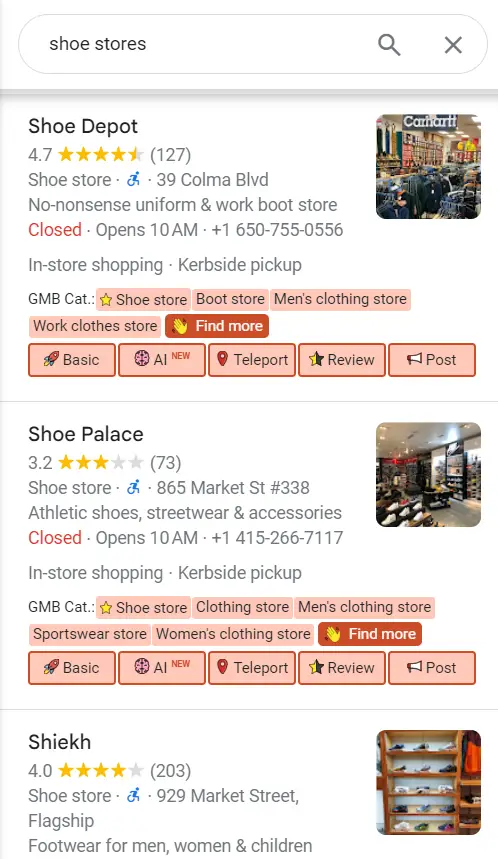 Shoe stores
