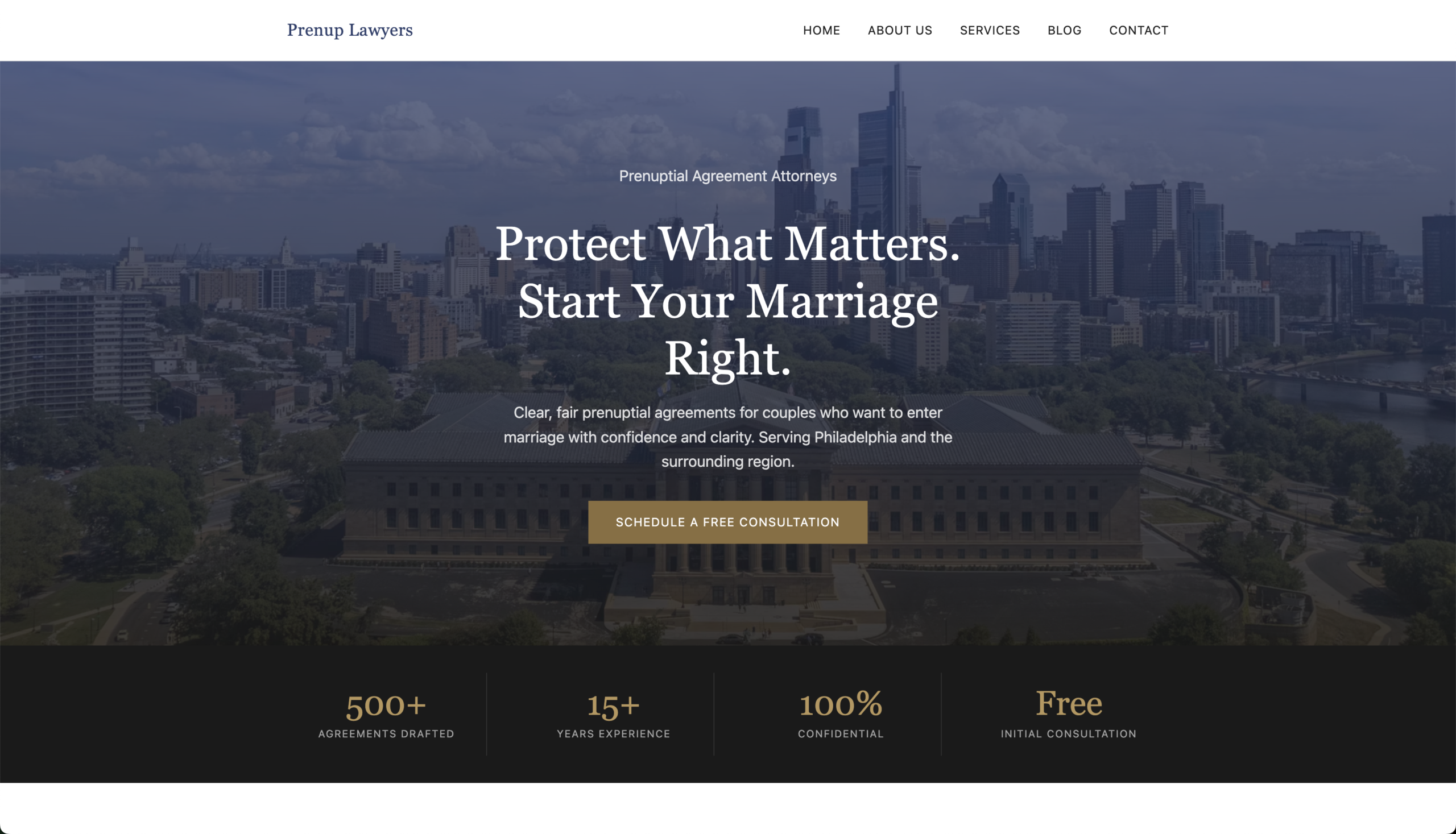 Prenup Lawyers website homepage